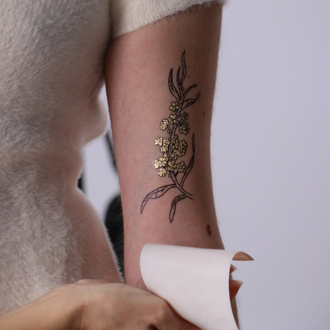 golden cherry blossom tattoo
