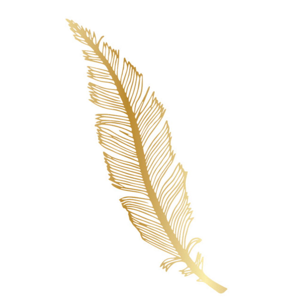 gold feather tattoo