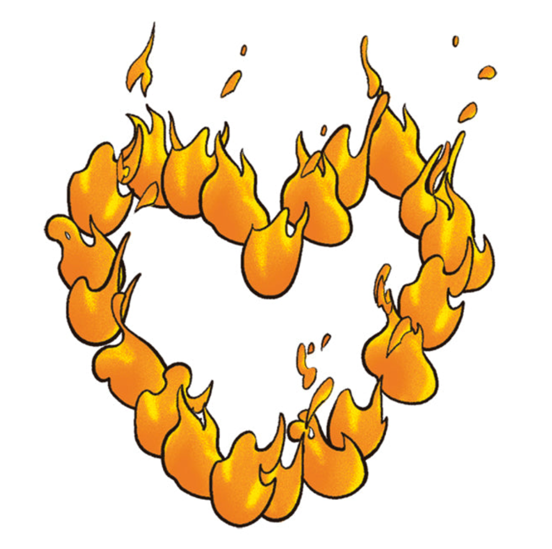 heart on fire tattoo